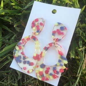 NEW ACRYLIC EARRINGS PURPLE PINK YELLOW EASTER